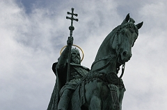 Budapest Statue Crown Catching Last Rays of Sun